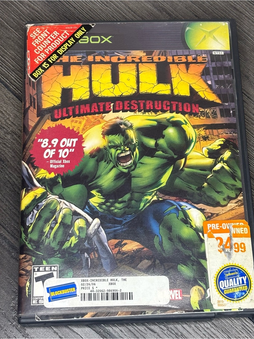 Xbox The Incredible Hulk Ultimate Destruction Microsoft 2005 No Manual Untested